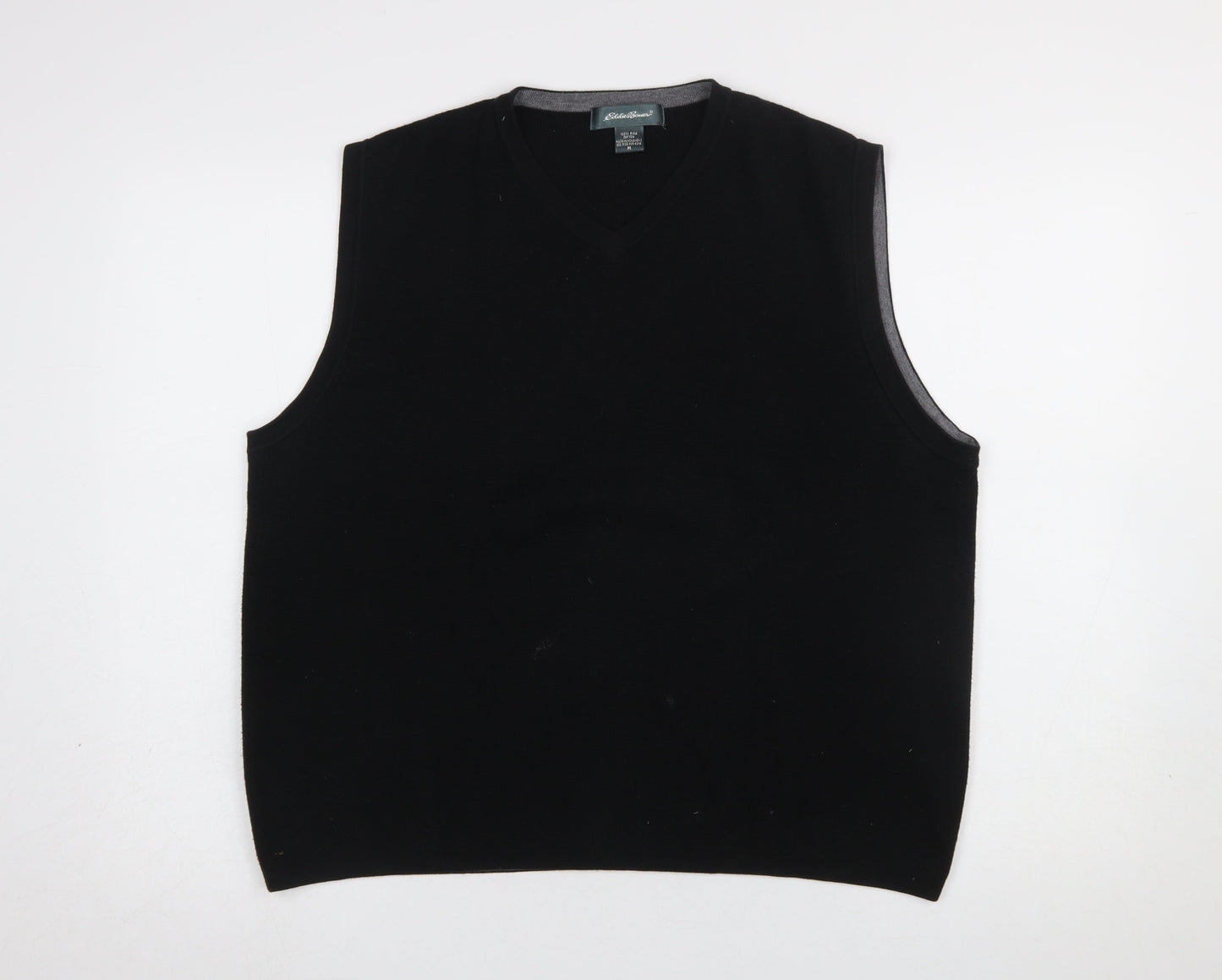 Eddie Bauer Men's Black Cotton Knit V-Neck Sleeveless Vest Size M