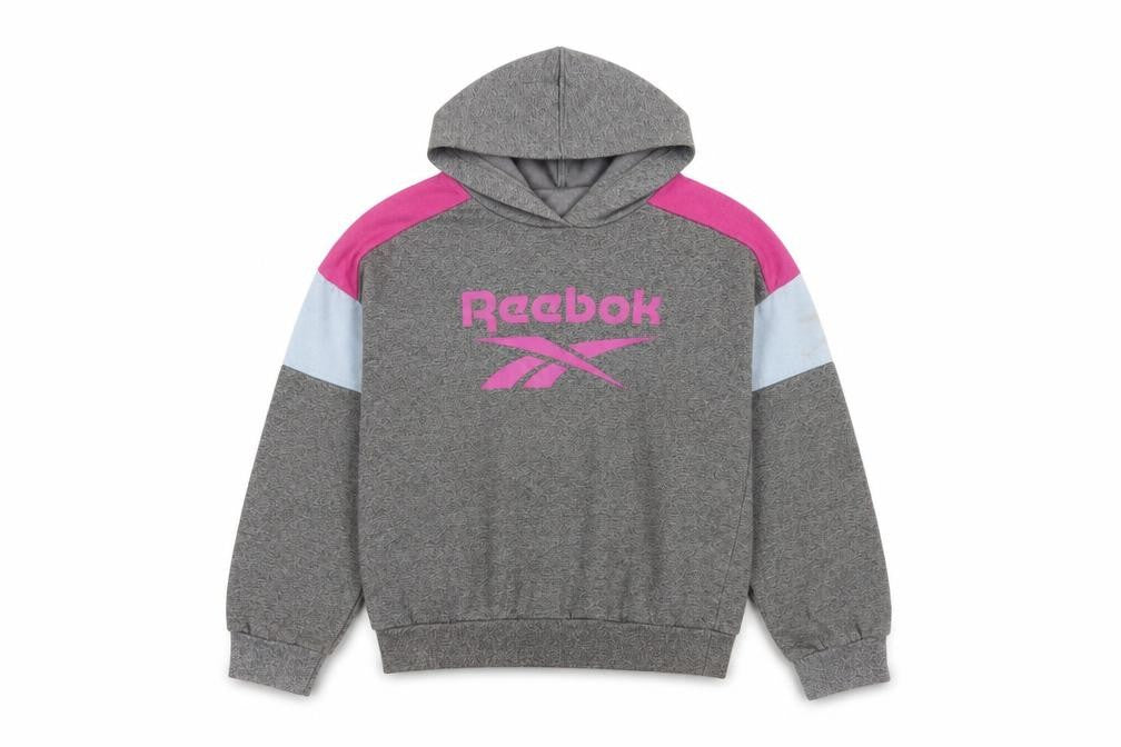 Reebok Girls Grey Colourblock Logo Pullover Hoodie 13-14 Years