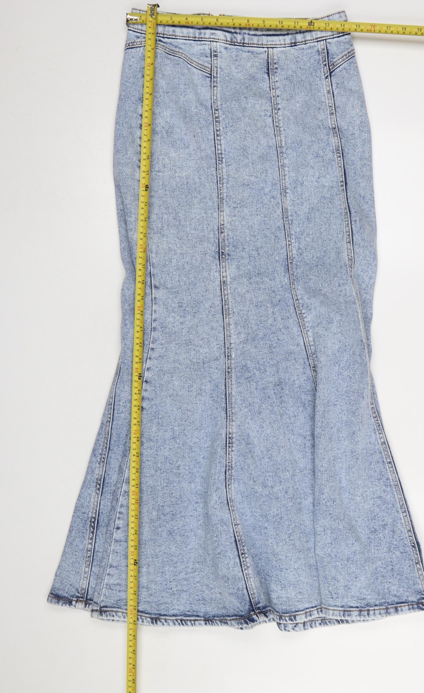 Savida Women's Blue Denim Flared Midi Skirt Size 10