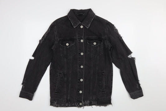 BDG Womens Black Distressed Denim Jacket XS Grunge Style