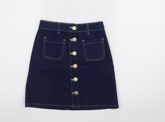 Miss Selfridge Women’s Blue Denim A-Line Mini Skirt UK 4