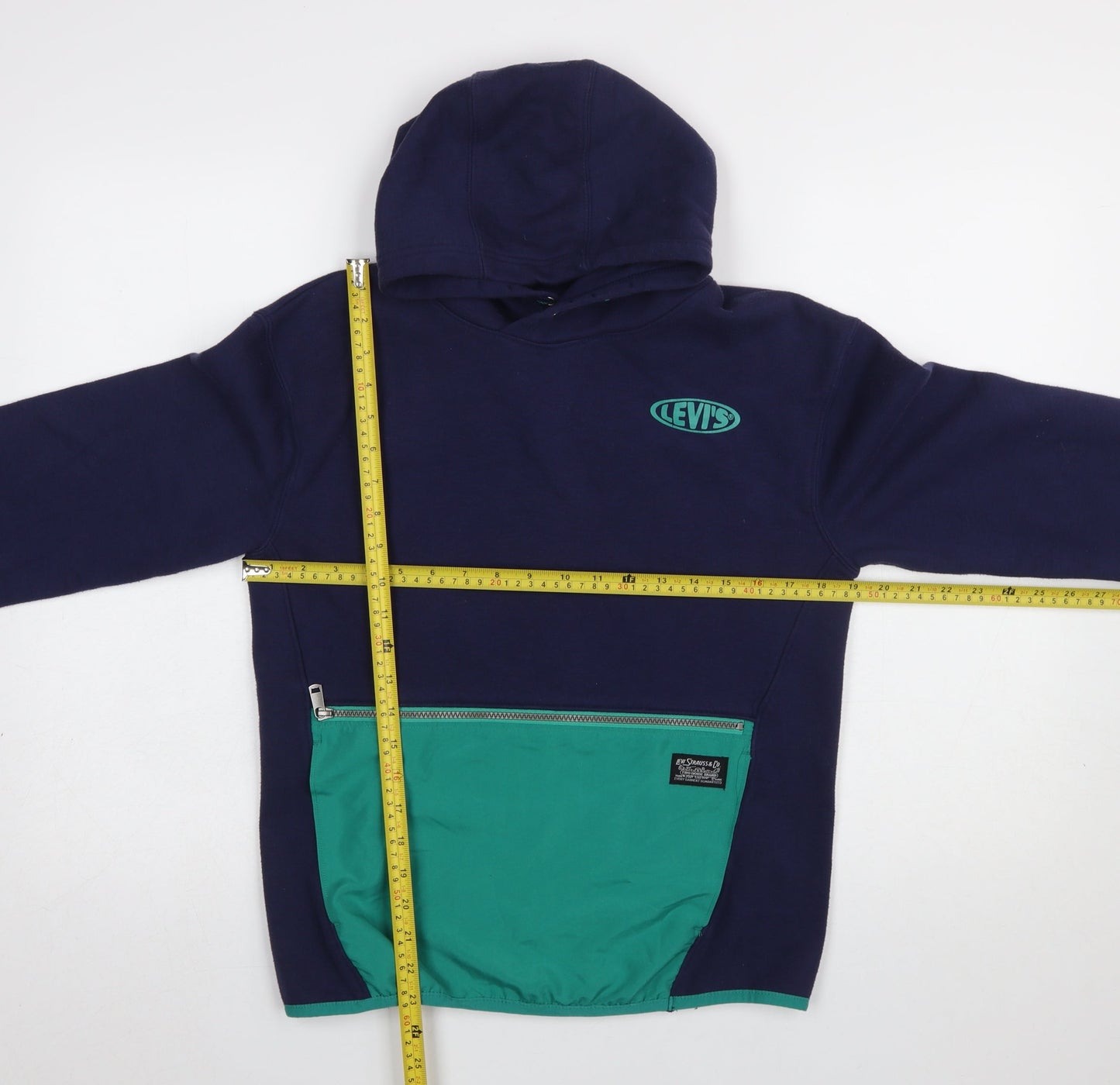 Levi's Boys Navy and Green Pullover Hoodie Size 14A 164cm Cotton Blend