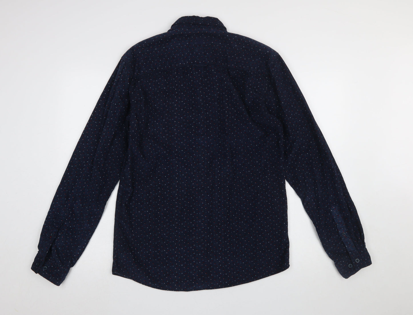 Jack & Jones Men’s Blue Polka Dot Corduroy Button-Up Shirt Size M