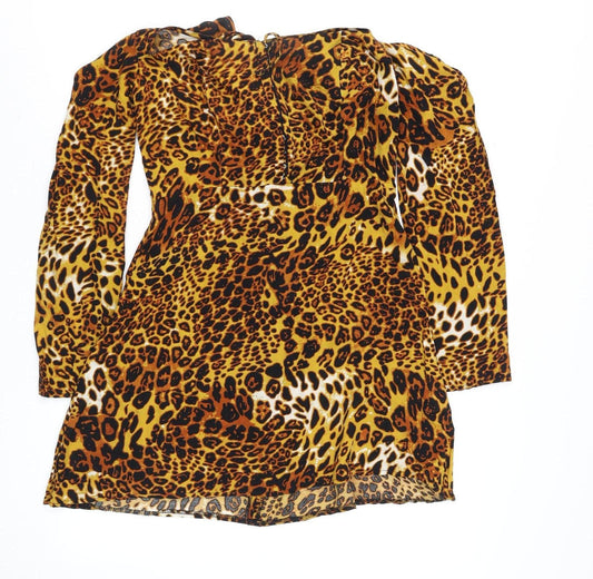 Missguided Women's Brown Leopard Print Wrap Blouse UK 10