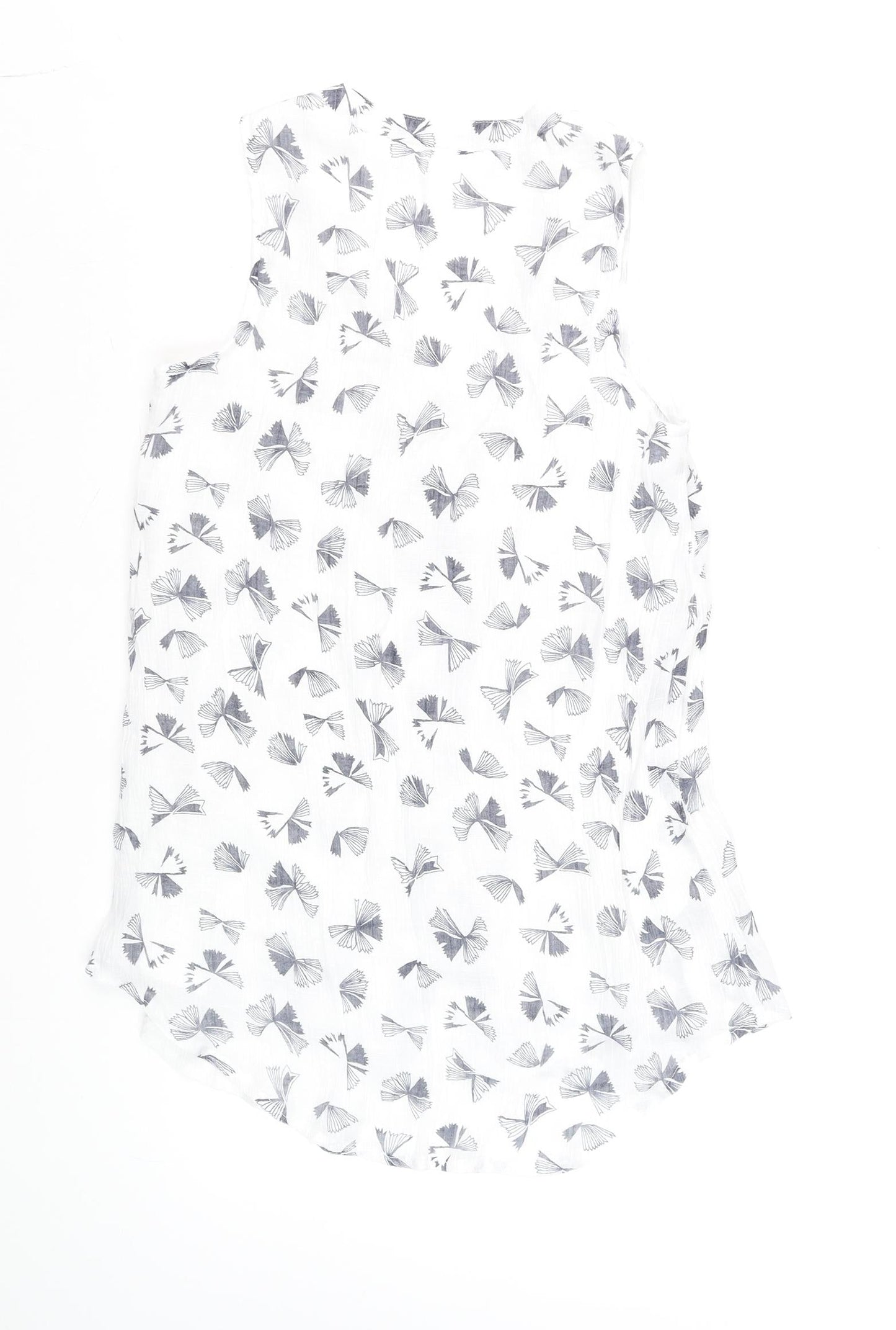 Roman Women’s White Floral Button Blouse Size 10 Sleeveless Top