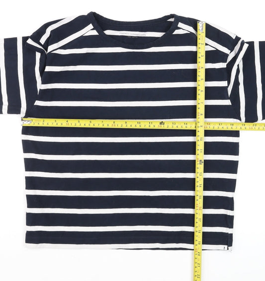 French Connection Women's Blue Striped Long Sleeve Cotton T-Shirt Size M