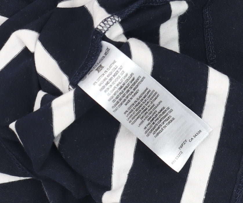 French Connection Women's Blue Striped Long Sleeve Cotton T-Shirt Size M