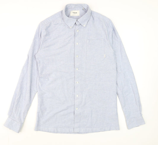 Firetrap Men's Blue Long Sleeve Button-Down Cotton Shirt Size M