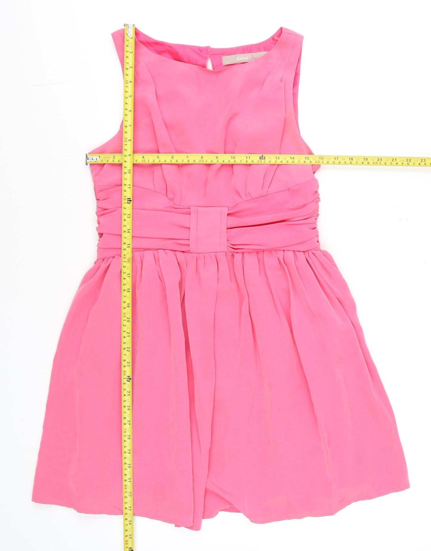 A|wear Women Pink Fit & Flare Knee Length Sleeveless Dress Size 14
