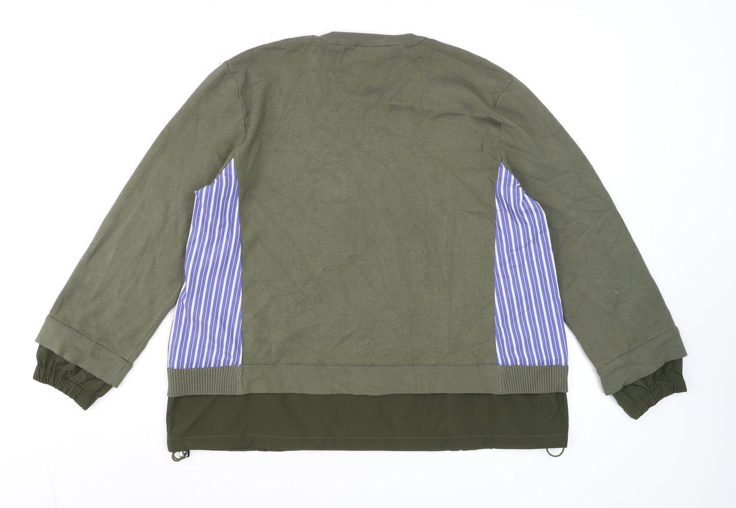 Jovonna London Women's Green Striped Panel Long Sleeve Casual Top Size S