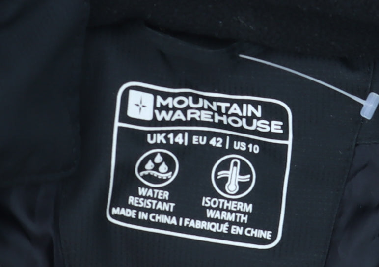Mountain Warehouse Womens Black Puffer Jacket UK14 Hooded Water Resistant Winter Coat