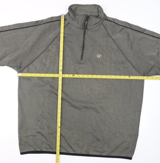 Line 7 Men's Grey 1/2 Zip Long Sleeve Cotton Blend T-Shirt XXL