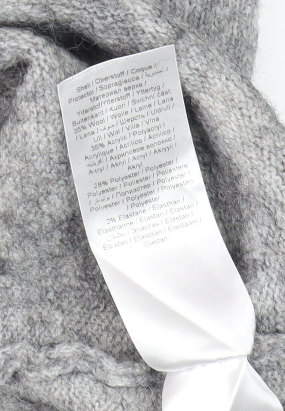 Fransa Womens Grey Mock Neck Wool Blend Pullover Jumper L