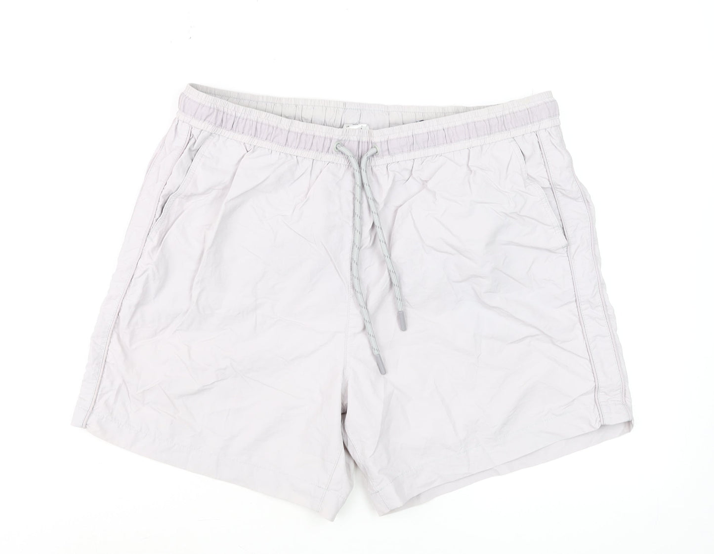River Island Men’s Beige Swim Shorts L Elastic Waist Quick Dry