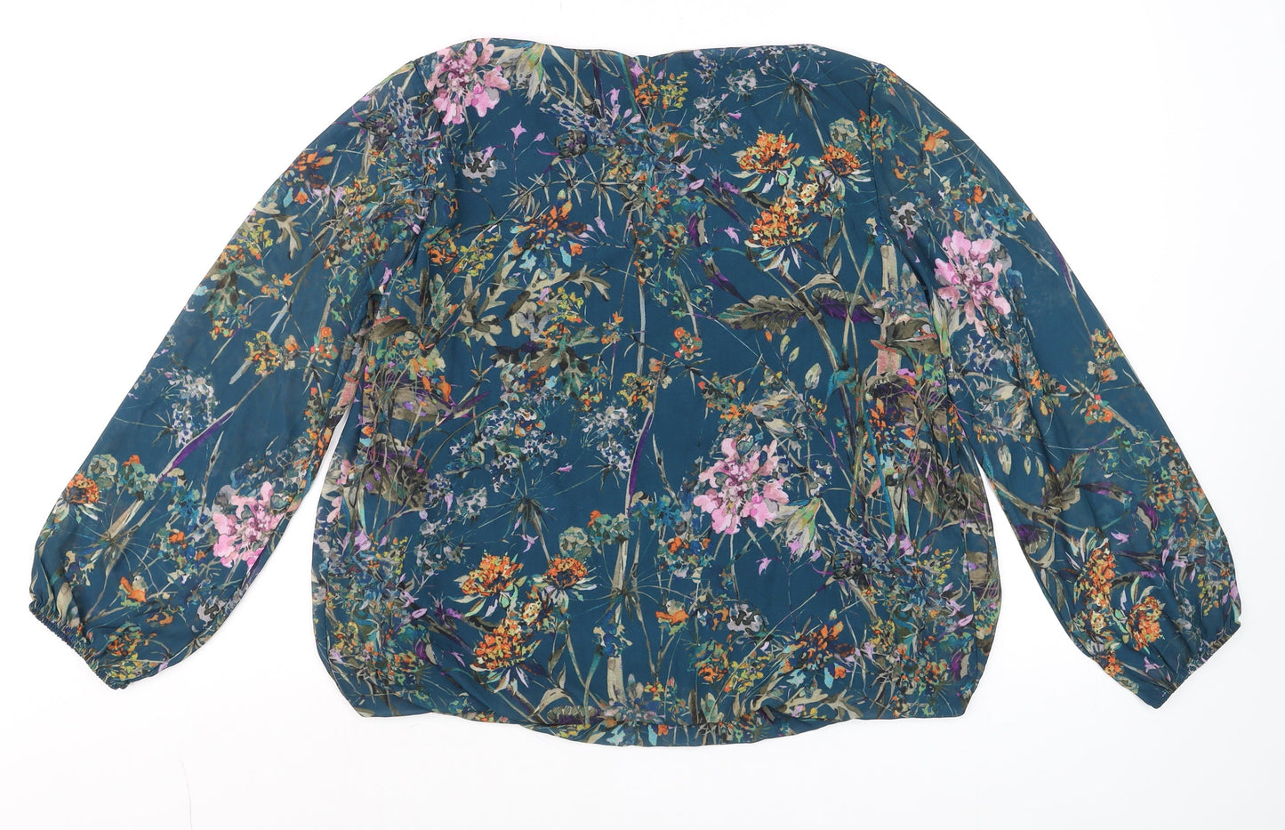 Pala D’Oro Women’s Blue Floral Tunic Blouse Size S Relaxed Fit