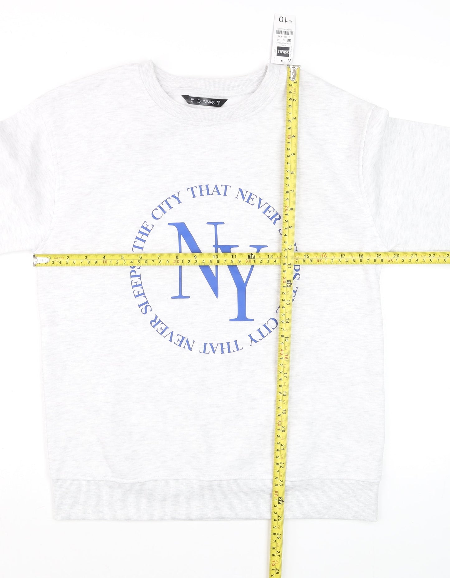 Dunnes Unisex Grey NY Graphic Sweatshirt XS Regular Fit