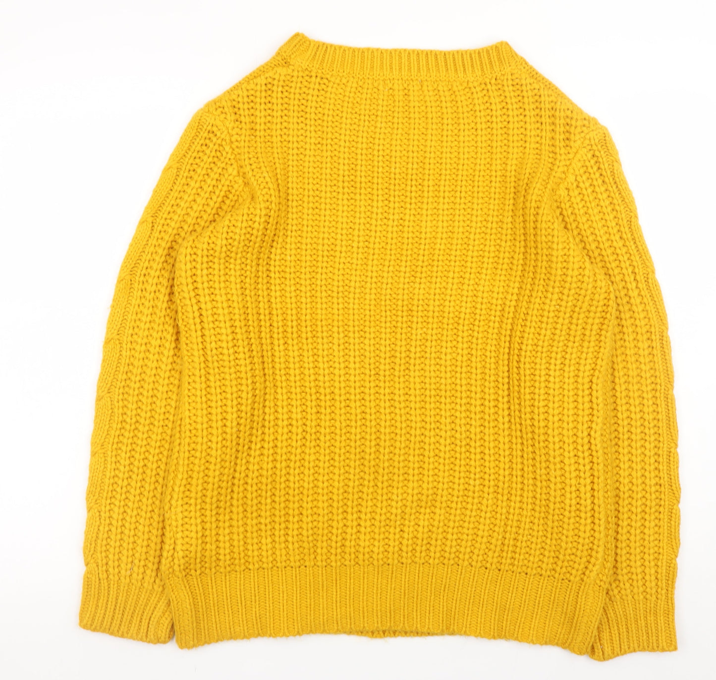Damart Women’s Yellow Chunky Knit Acrylic Jumper M 14/16 Crew Neck