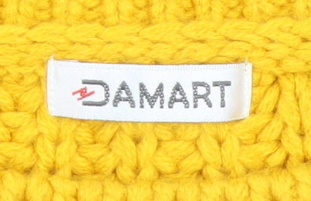 Damart Women’s Yellow Chunky Knit Acrylic Jumper M 14/16 Crew Neck