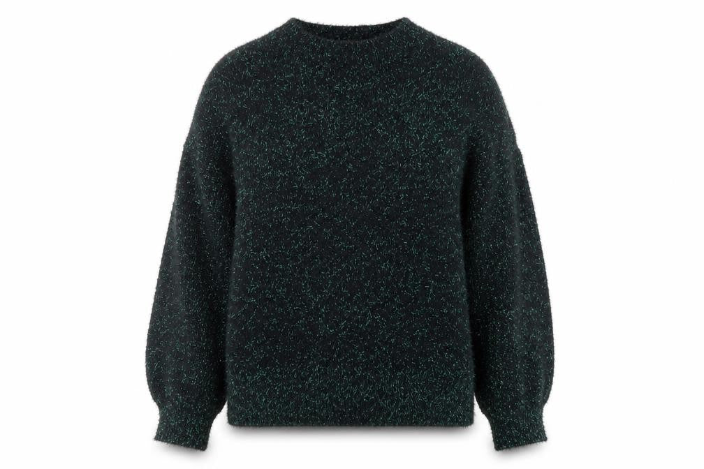 Tu Women Green Glitter Knit Relaxed Pullover Jumper Size 14
