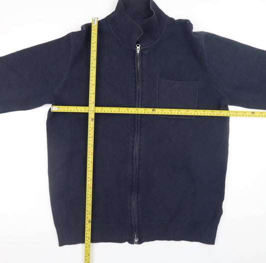 INDICODE Men’s Blue Full Zip Cotton Knit Jumper XL High Neck