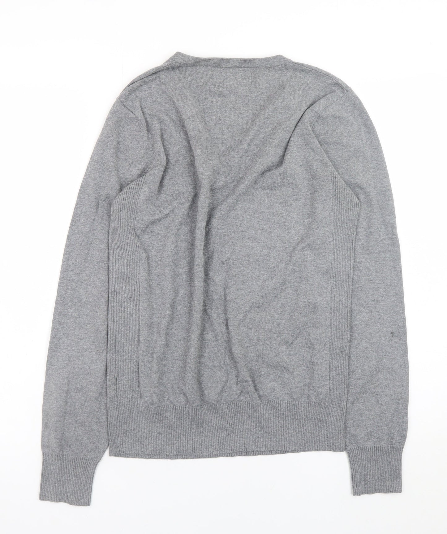 Next Men Grey V-Neck Cotton Cashmere Jumper Size S