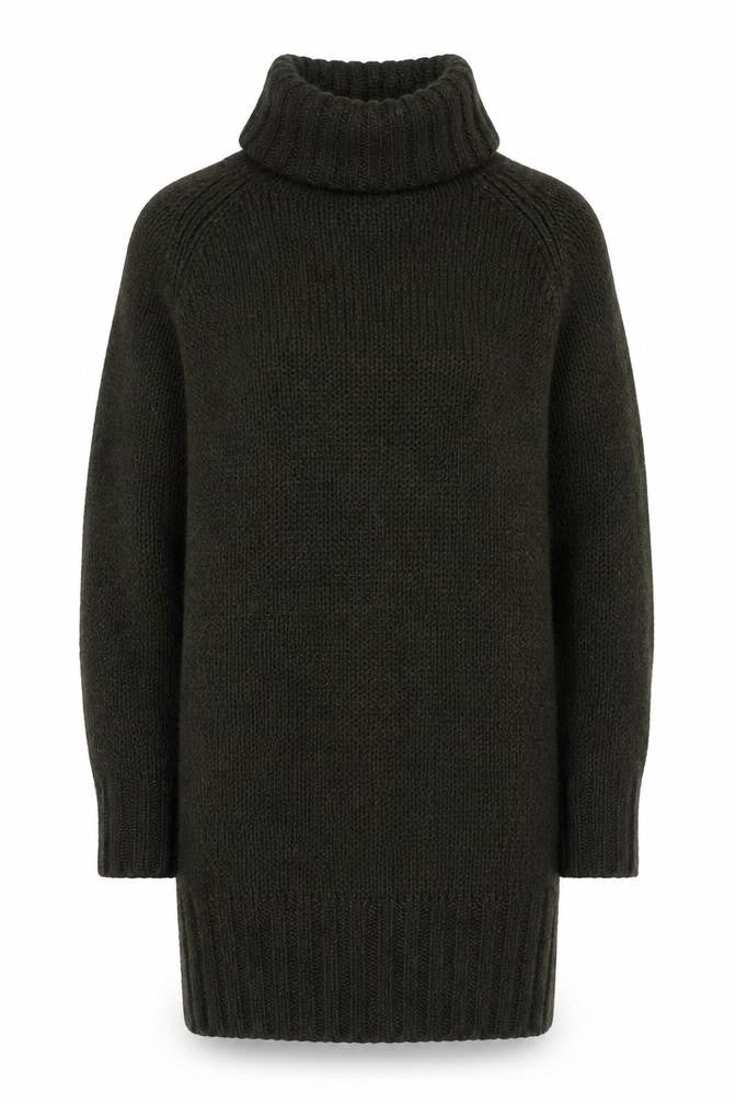 Zara Women Green Mohair Blend Roll Neck Jumper Dress Size 12