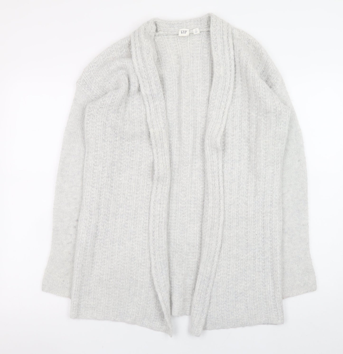 GAP Women's Grey Cable-Knit Open Cardigan XS Wool Alpaca Blend