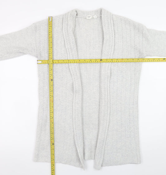 GAP Women's Grey Cable-Knit Open Cardigan XS Wool Alpaca Blend