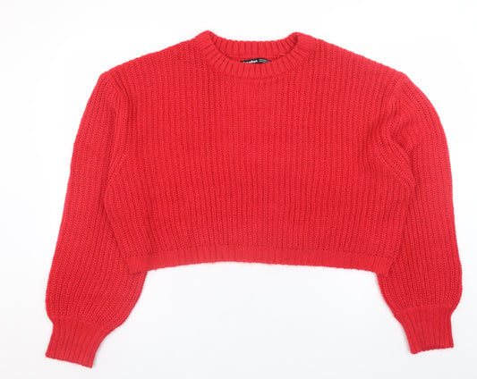 Threadbare Women’s Red Chunky Knit Crew Neck Jumper Size 12