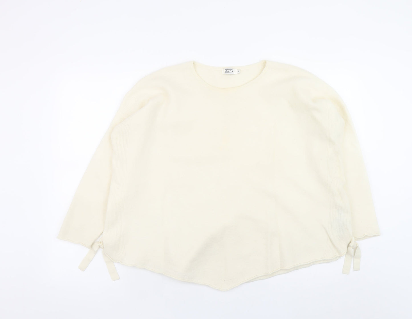 Masai Women Ivory Merino Wool Relaxed Fit Pullover Jumper Size S