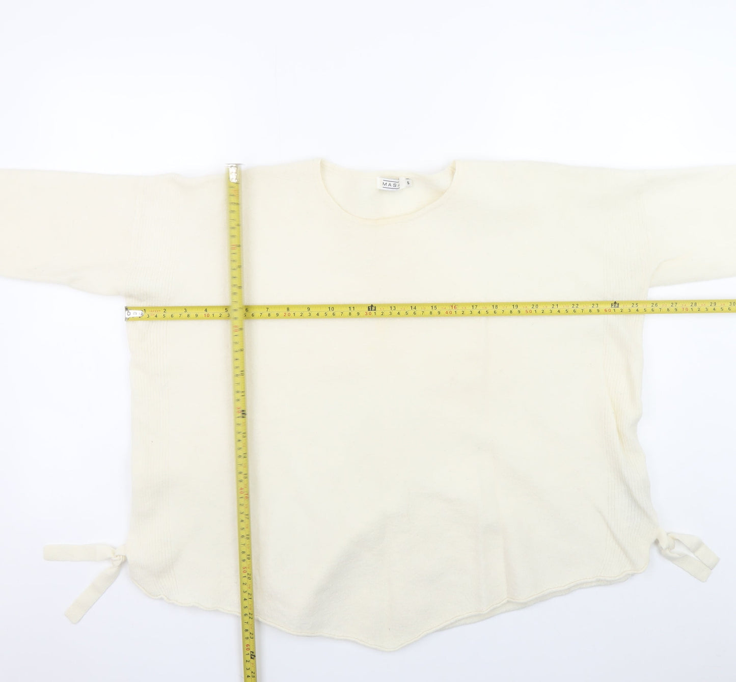 Masai Women Ivory Merino Wool Relaxed Fit Pullover Jumper Size S