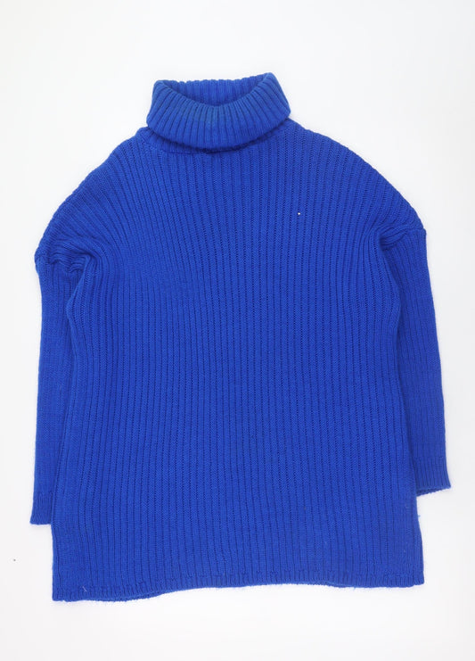I Saw It First Women’s Blue Roll Neck Chunky Knit Jumper Size 12