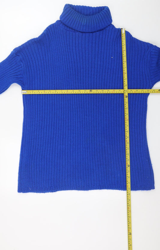 I Saw It First Women’s Blue Roll Neck Chunky Knit Jumper Size 12