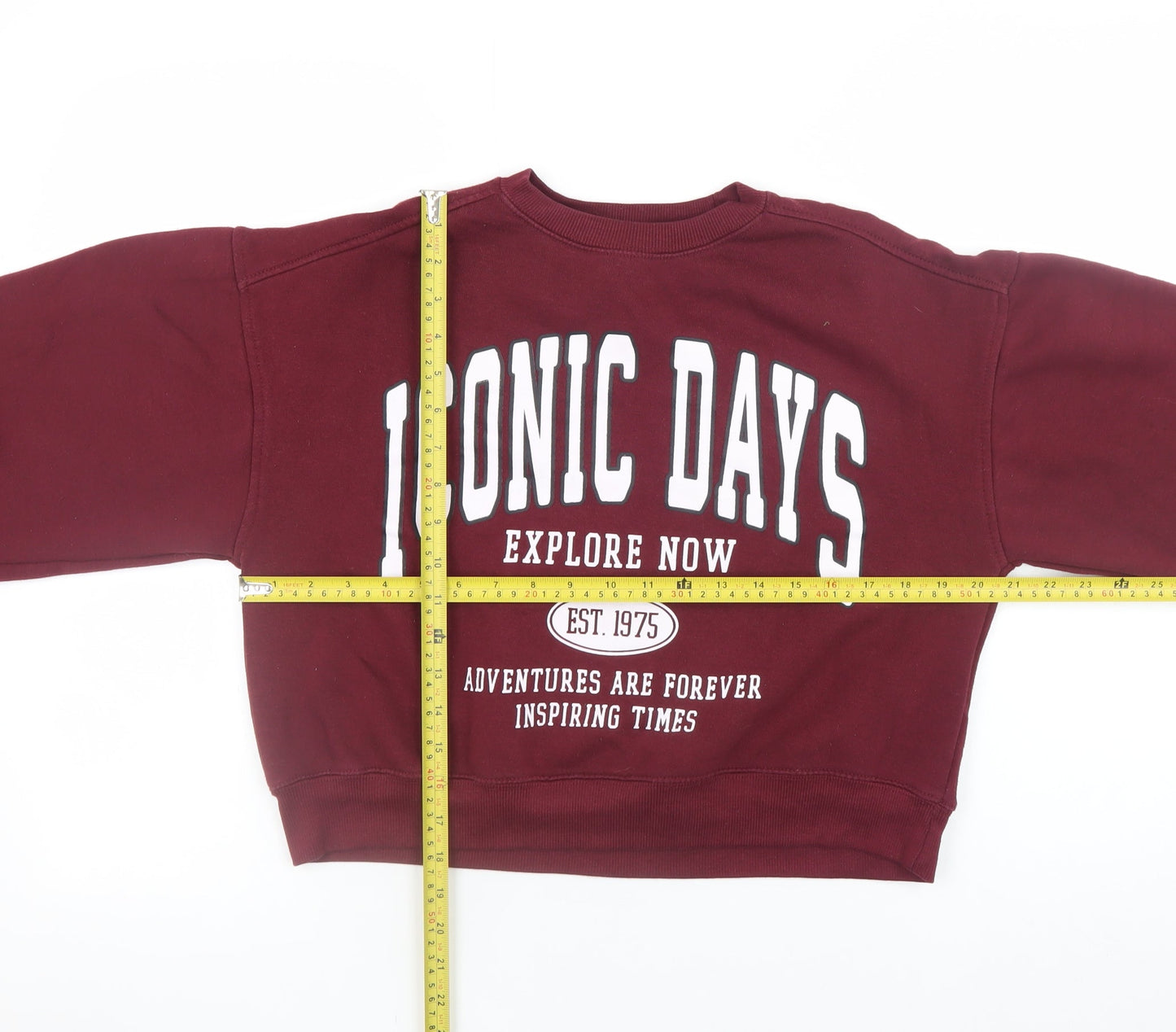 Zara Teens Burgundy Iconic Days Graphic Pullover Sweatshirt Size 13-14