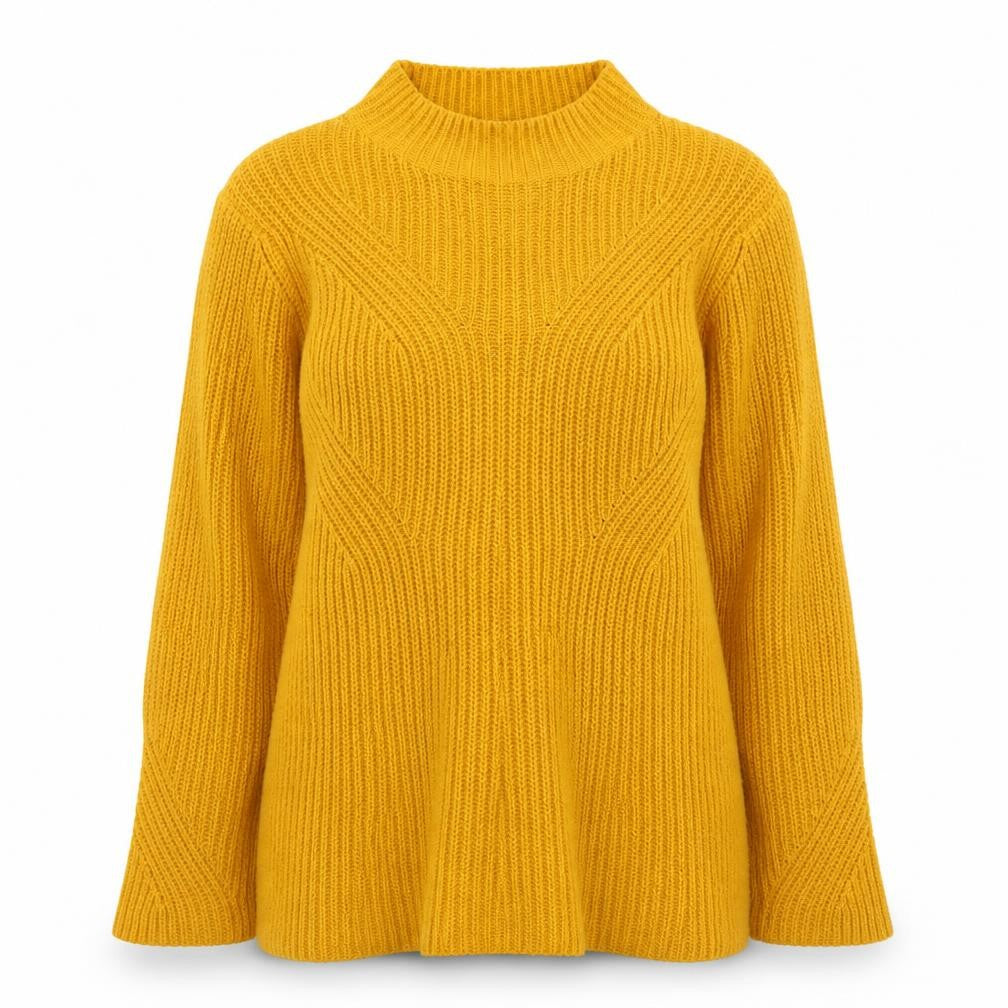 Damart Women Yellow Mock Neck Chunky Knit Jumper Size 10/12