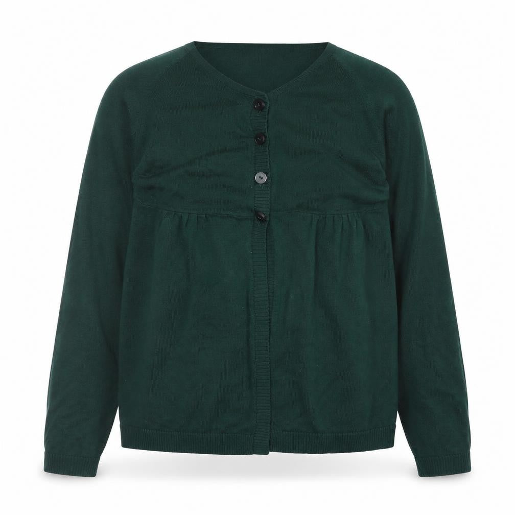 NEXT Girls Dark Green Cardigan 11-12 Years Cotton Blend Long Sleeve Knitwear