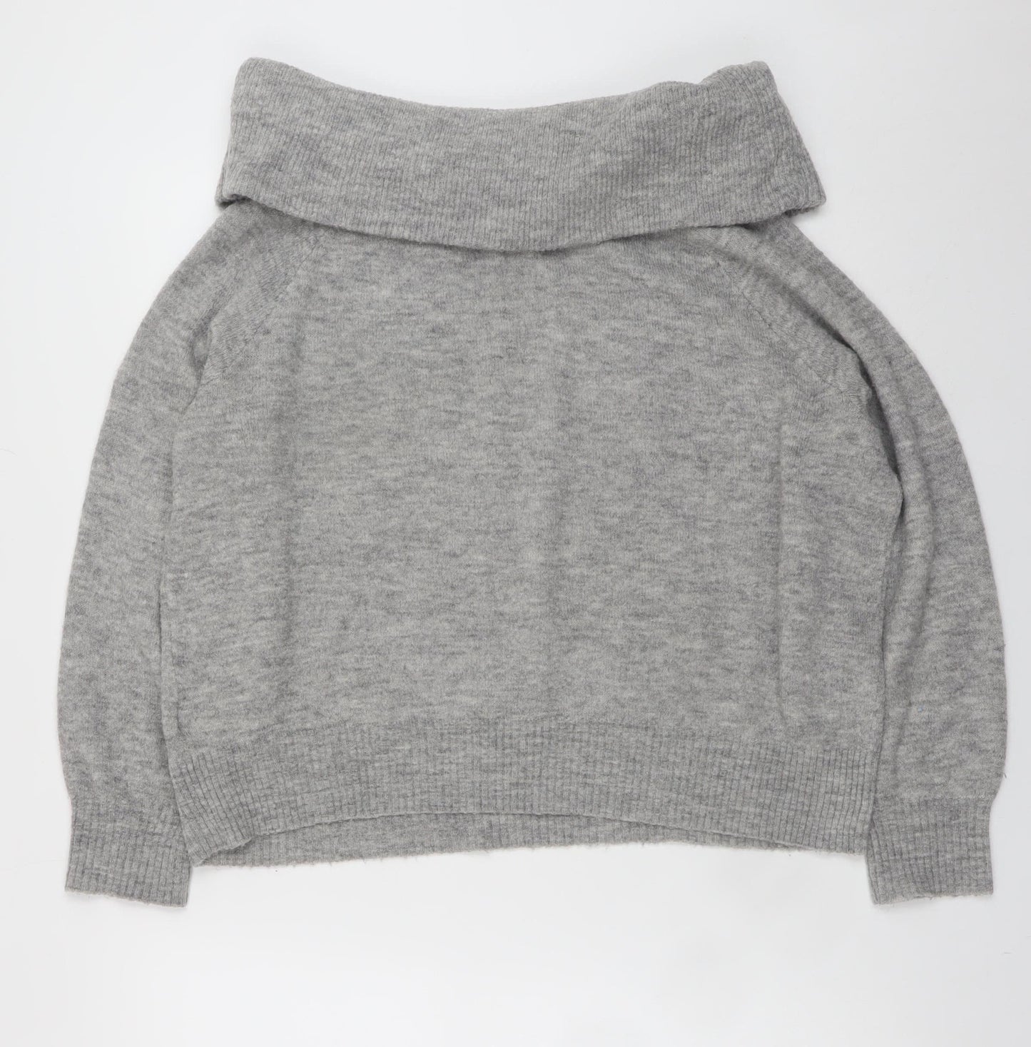 H&M Women’s Grey Cowl Neck Long Sleeve Knit Jumper Size M