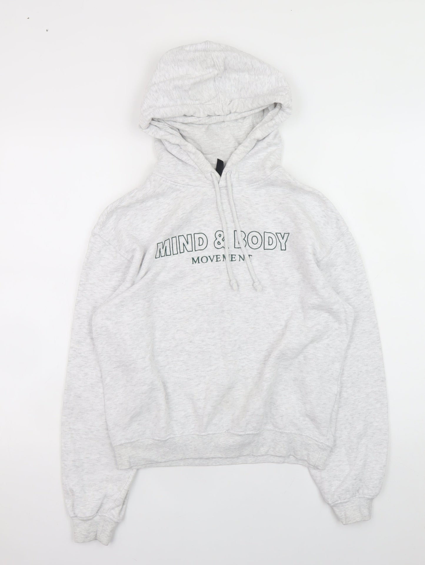H&M Divided Women’s Grey Mind & Body Hoodie XS Pullover Cotton Blend
