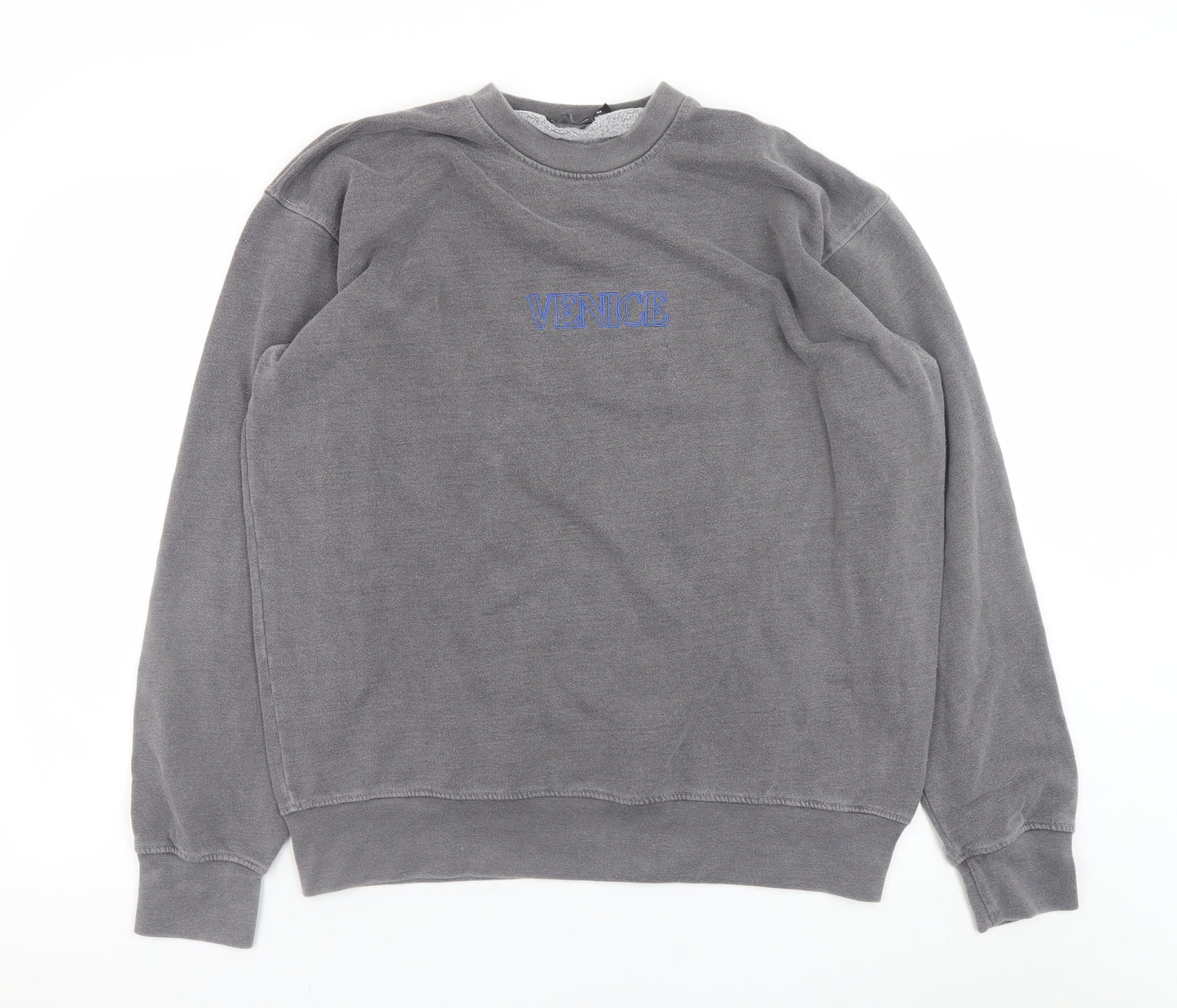 PrettyLittleThing Men's Grey Venice Embroidered Pullover Sweatshirt M