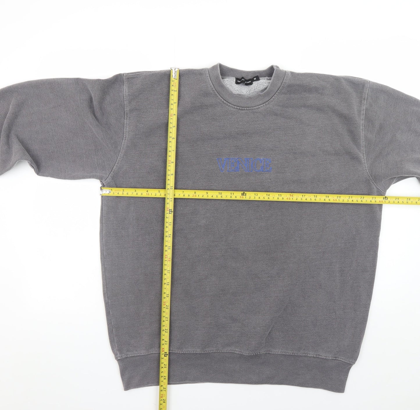 PrettyLittleThing Men's Grey Venice Embroidered Pullover Sweatshirt M
