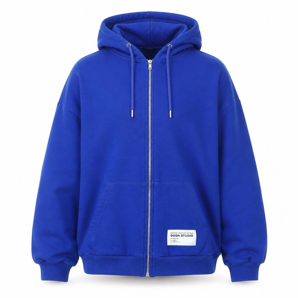 Boohoo Men Blue Full Zip Hoodie XS Regular Fit Fleece Sweatshirt