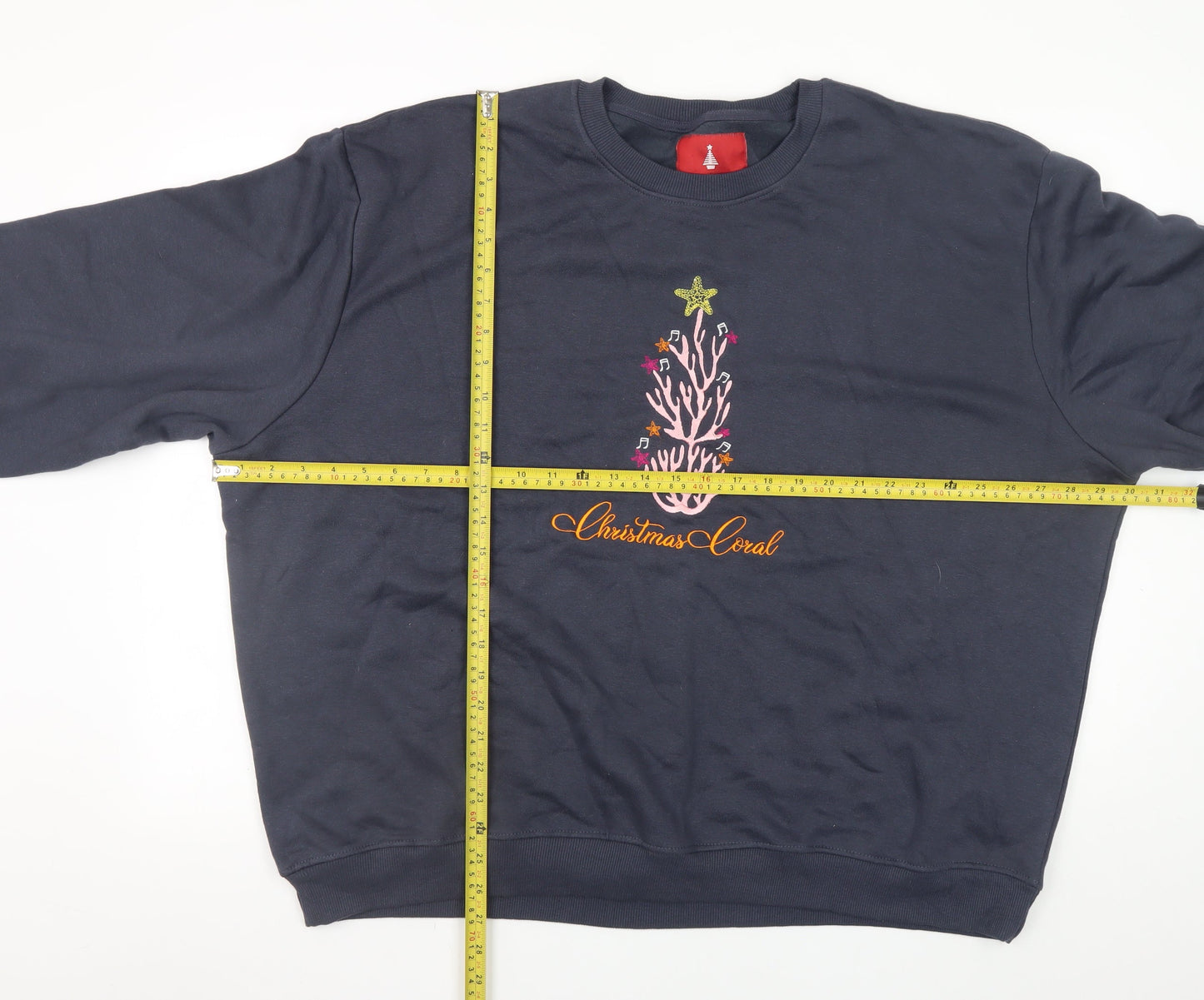 Threadbare Women Navy Christmas Coral Embroidered Sweatshirt UK 24