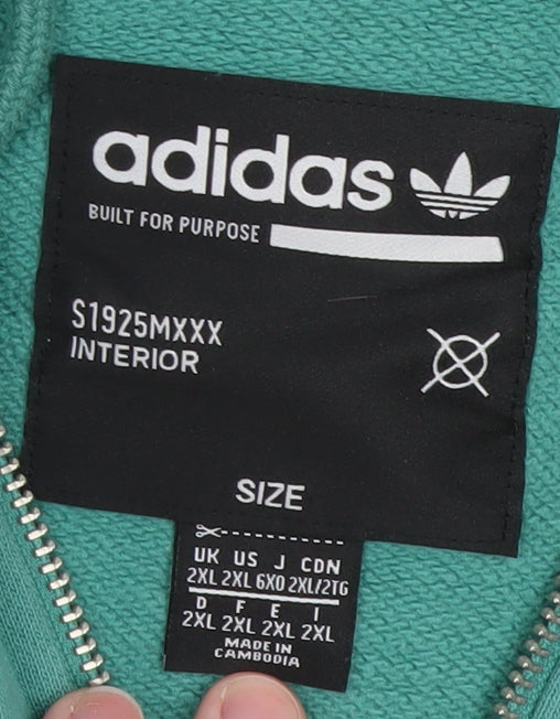 Adidas Men’s Green Full Zip Hoodie 2XL Regular Fit Sportswear