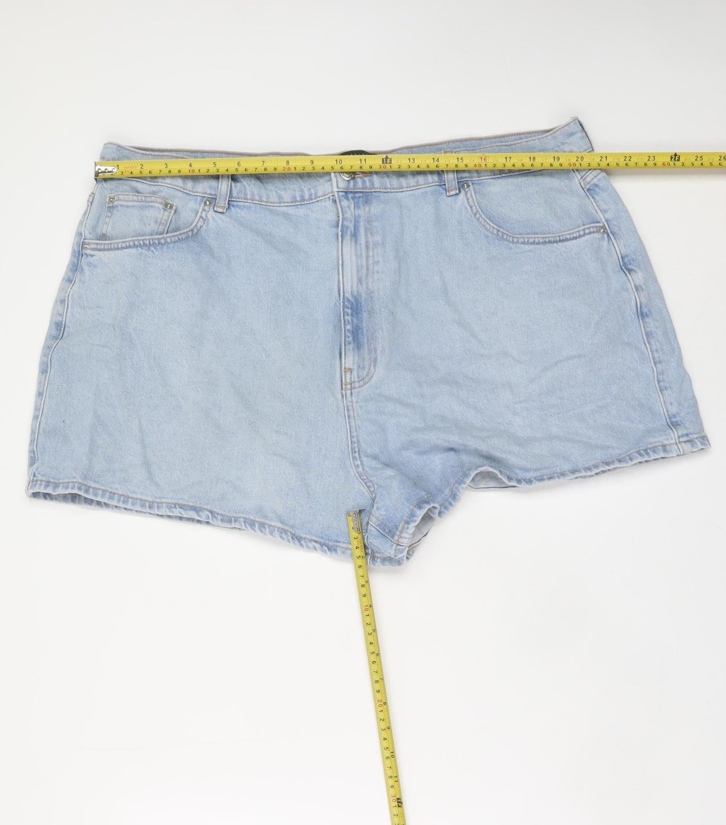 ASOS DESIGN Women Blue Size 22 Curve High Rise Mom Denim Shorts