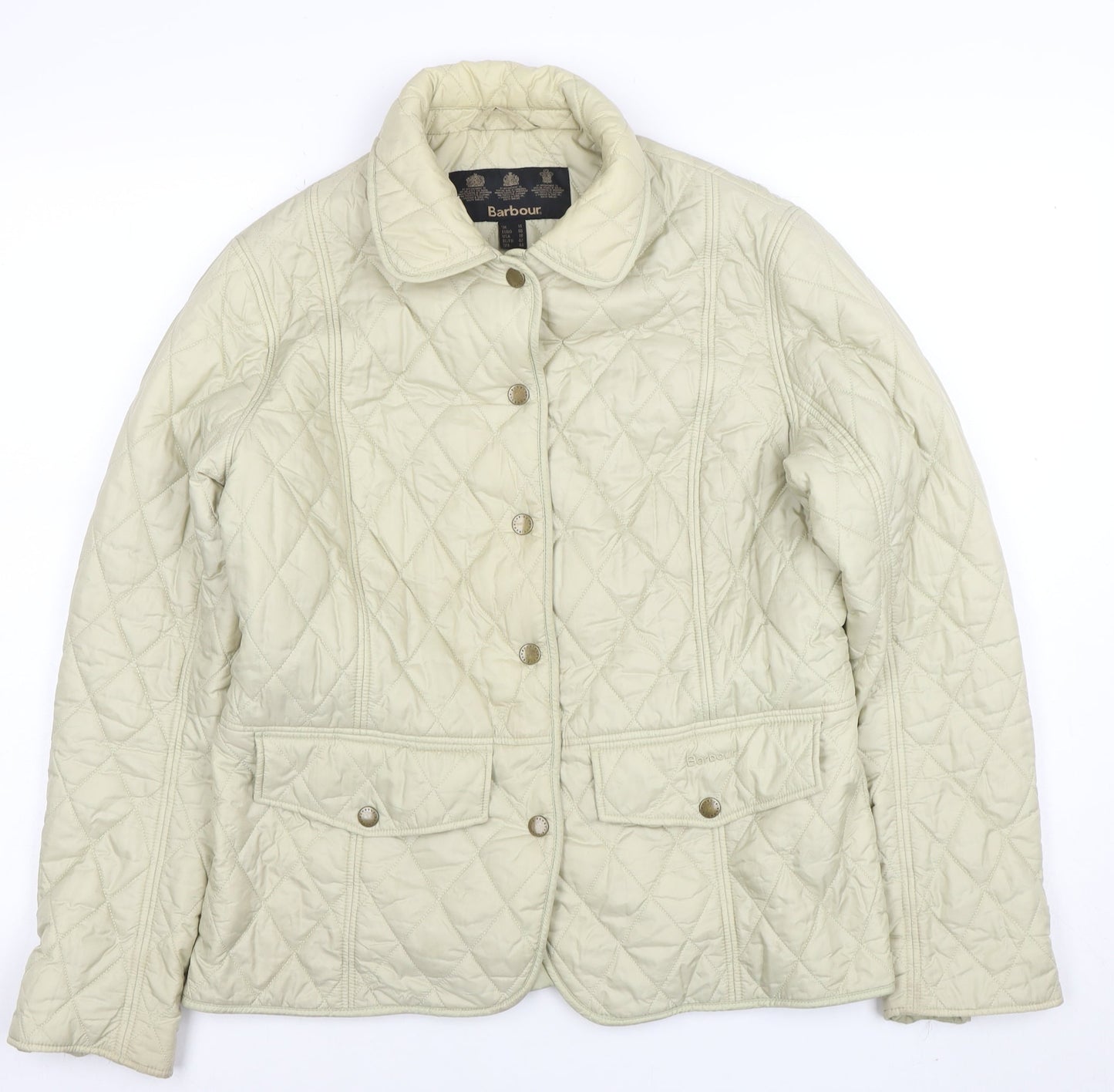Barbour Women's Beige Quilted Mid-Length Jacket Size 14