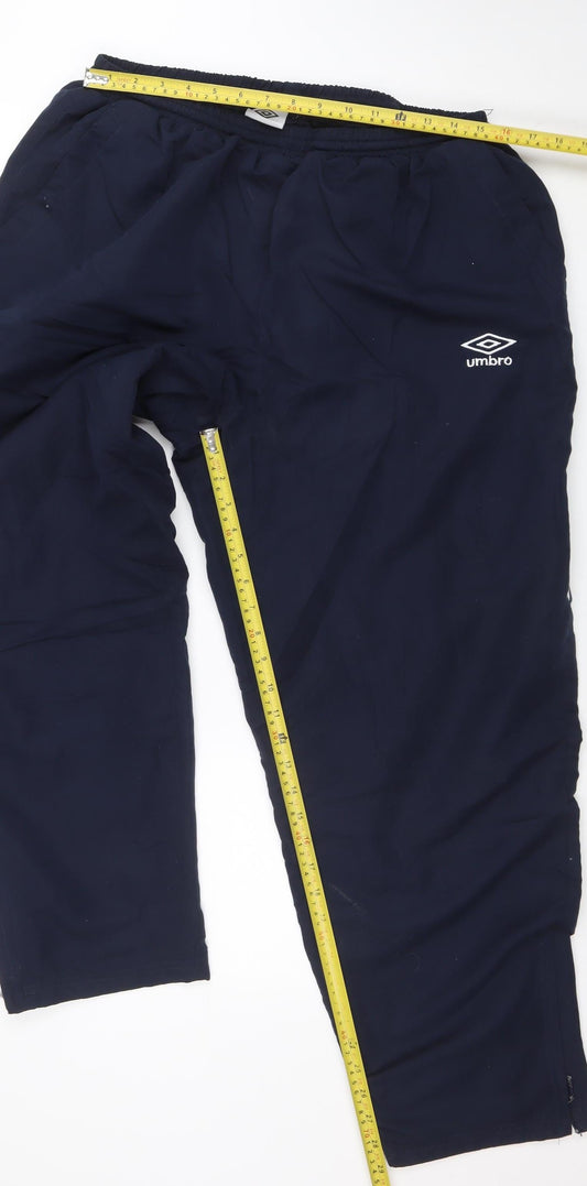 Umbro Men's Blue 2XL Track Pants Nylon Breathable Zip Pocket Trousers