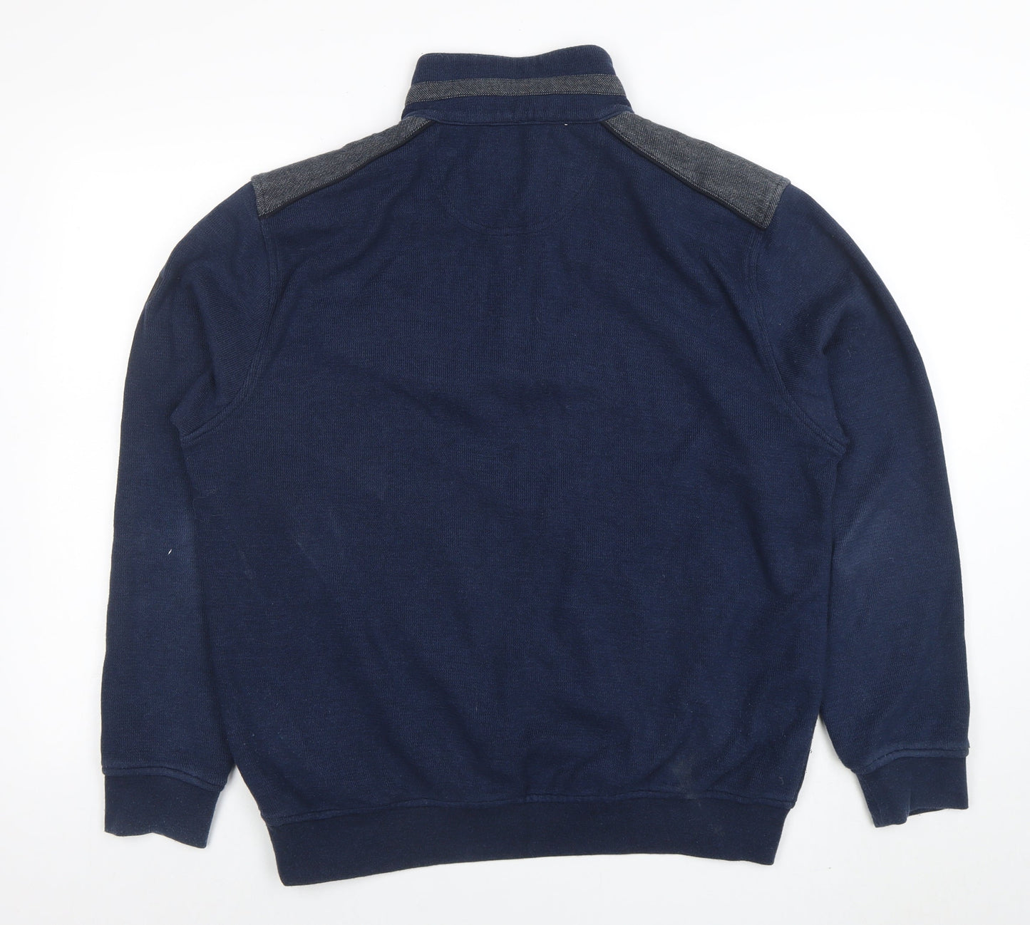 Bugatti Men’s Blue Cotton 1/4 Zip High Neck Sweatshirt Size L