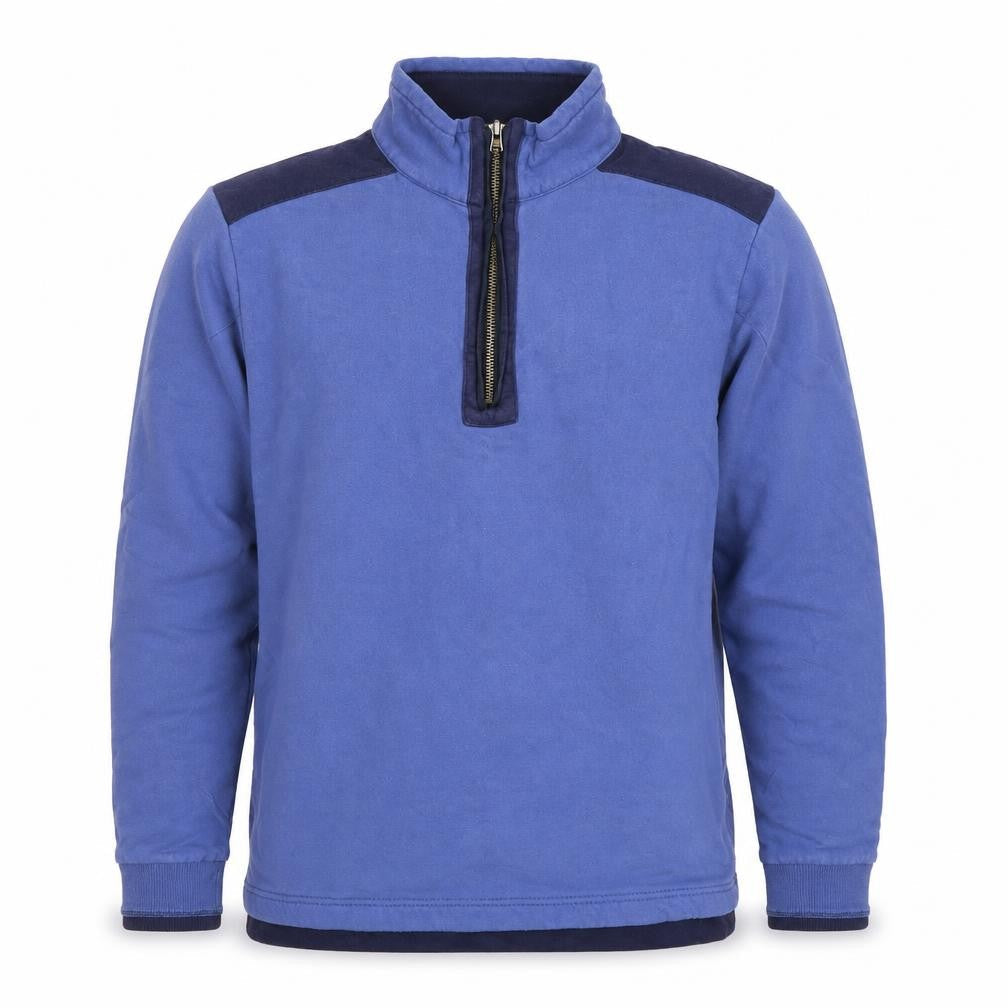 One Earth Men’s Blue 1/4 Zip Organic Cotton Pullover Sweatshirt Size S
