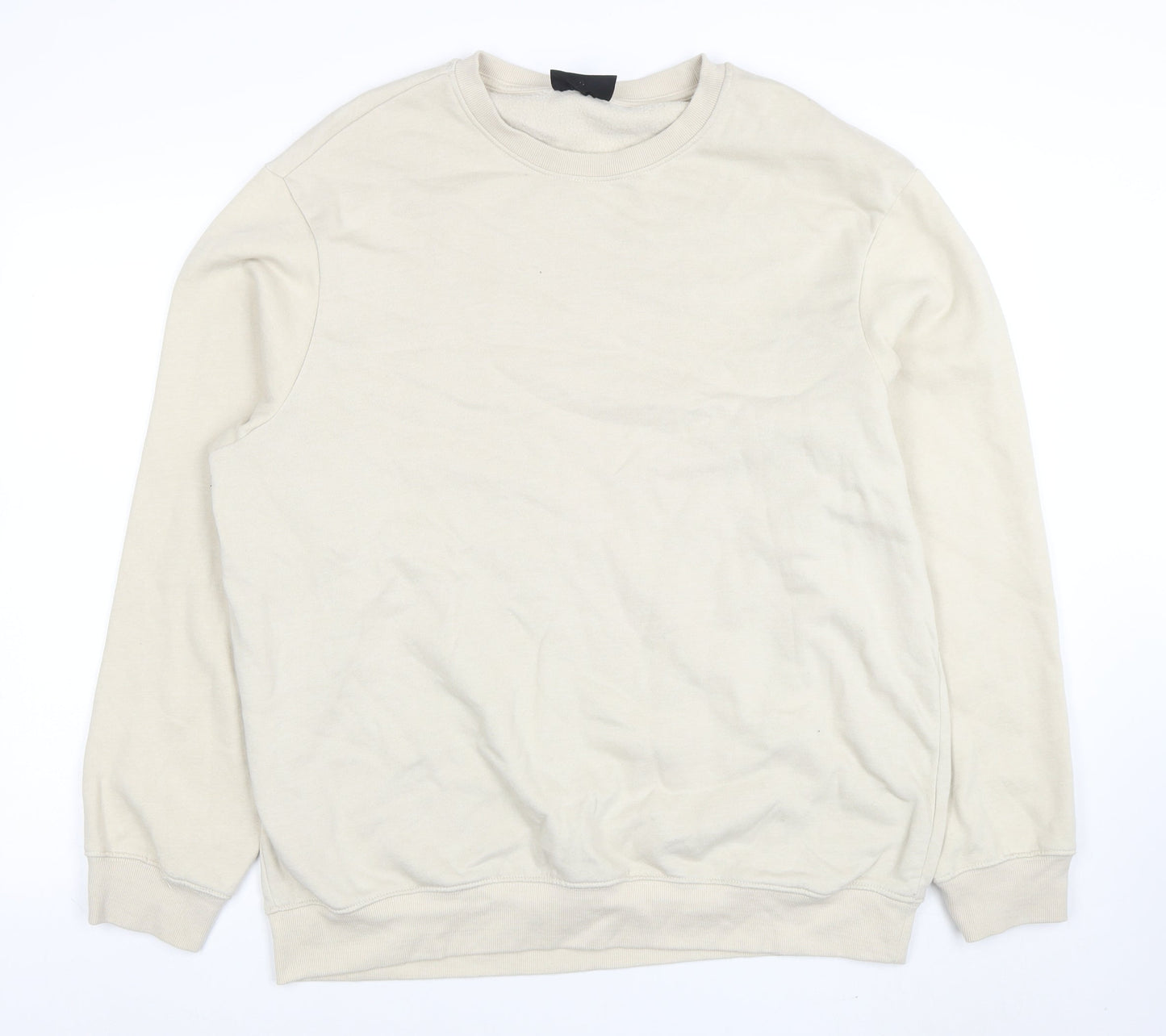 H&M Men Beige Relaxed Fit Crew Neck Cotton Sweatshirt XL