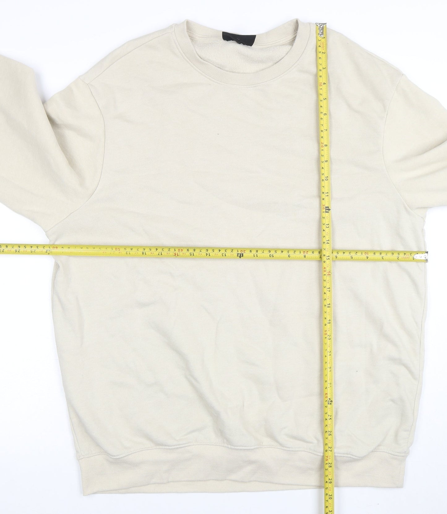 H&M Men Beige Relaxed Fit Crew Neck Cotton Sweatshirt XL